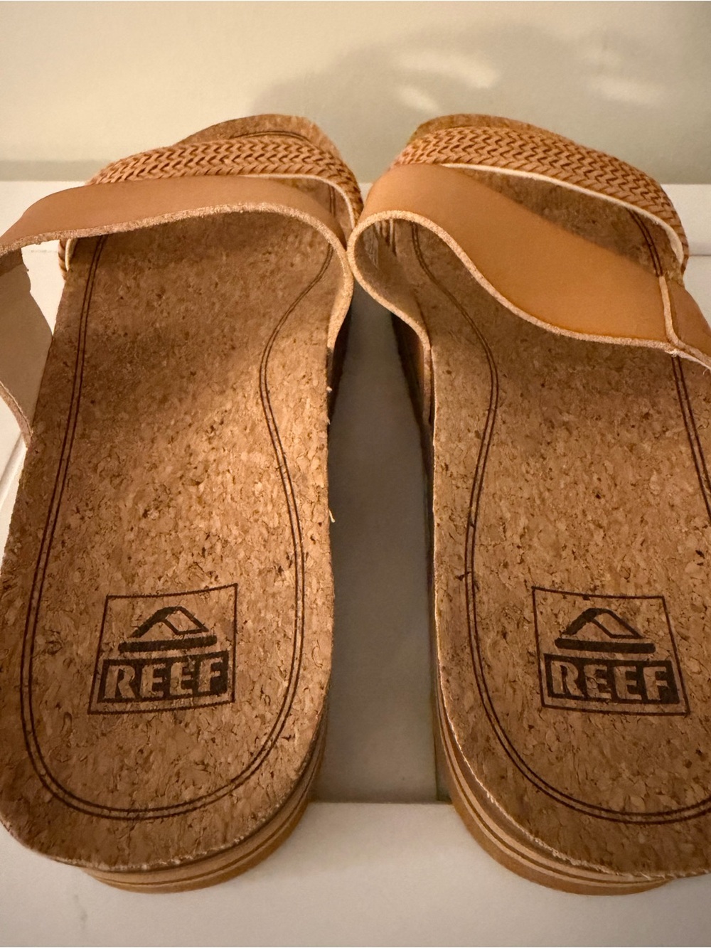 Reef Tan Slide Sandals - Comfort Cork Footbed - Picture 3 of 5